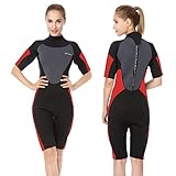 Damen Neoprenanzug Shorty, Einteiler Badeanzüge 3MM Neopren Badeanzug zum Schwimmen Tauchen Schnorcheln Surfen