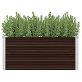 RONGQI Garten-Hochbeet, Hochbeet Balkon, Kräuterbeet, Pflanzkasten, Balkonhochbeet, Erdbeerbeet, Pflanzbeet Balkon, Braun 100 x 40 x 45 cm Verzinkter Stahl