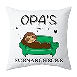 Shoppawhile Opa Geschenke Geburtstag Vatertagsgeschenk Weihnachten Geschenk für Opa Faultier Geschenk Weiß Kissenbezug 45x45cm