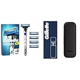 Gillette Mach3 Turbo Nassrasierer Herren, Rasierer + 5 Rasierklingen mit 3-fach Klinge & Reise-Etui für Mach3 Rasierer, schwarz und dunkelgrau, perfekt zur Aufbewahrung und zum Transport