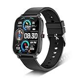 Smartwatch, Fitness Tracker Herren Damen Uhr 1.69' Smart Watch mit Personalisiertem Bildschirm, Fitness Armbanduhr Pulsuhr Schlafmonitor IP68 Wasserdicht Sportuhr Schrittzähler für Android iOS Schwarz