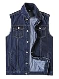 Oversize Herren Balck Denim Westen Frühling Herbst Jeans Weste Slim Fit Streetwear Casual Vest, dunkelblau, M