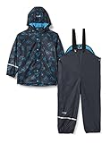 CareTec Baby und Kinder Regenjacke und Regenhose mit Fleece Futter im Set, Dark Navy (778), 86