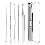 5 Stücke Mitesserentferner Set, Blackhead Remover aus Hochwertiger Edelstahl Komedonenquetscher Akne Whiteheads Mitesser Entferner Extraktor Tools mit Box