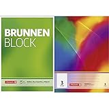 Brunnen 1052756 Briefblock / Schreibblock / Der Brunnen Block (A4, blanko, 50 Blatt, 70 g/m², 2-fach gelocht) & 104430302 Schulheft A4 (32 Blatt, liniert, Lineatur 3, Klasse 3)