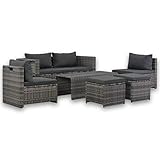 Gecheer Garten-Lounge-Set Poly Rattan Grau | Sitzgruppe für 6 Personen | Polyrattan Gartenm?Bel - Set mit Polster | Gartengarnitur Gartenset Sitzgruppe