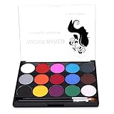 POFET Body Painting Face Paint Kit, 15 Farben ungiftige professionelle Palette mit Pinsel für Kinder waschbar für Kunstausstellung Halloween Party Colsplay Makeup Body Festliche Gesichtsfarbe Kinder