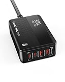 LDNIO USB C Ladegerät, 65W USB Netzteil 4 Port PD Desktop Schnellladegerät mit LED-Anzeige, Kompatibel für USB C Laptops, MacBook Pro/Air, iPad Pro, iPhone, Samsung Galaxy, Xiaomi, Huawei usw