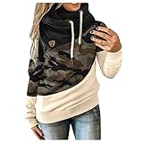 Generisch Langarm Kapuzenpullover Damen Hoodie Farbblock Sweatjacke Übergröße Kapuzenjacke Kordelzug Pulli Sweatshirt Weihnachtsdruck Batik Kontrastfarbe Kapuzenpulli Pullover Winterjacke