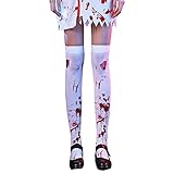 TMRBBesty Overknee Strümpfe mit Blut,Blutige Kniestrümpfe,Blut Strümpfe,Geeignet für Halloween-Party Strümpfe Maskerade Party Cosplay Blut Socken Strümpfe ein Paar