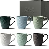 KIVY Kaffeetassen 6er Set [400ml] - Hochwertiges Tassen Set mit großem Henkel - Tassen Set 6er - Kaffeebecher Set Matt - Teetassen Set Modern - Keramik Tasse groß für Kaffee & Tee - Kaffeetasse