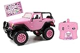 Dickie Toys RC Jeep Wrangler, RC SUV Girlmazing, Ferngesteuertes Auto, RC Auto, Spielzeugauto mit 2-Kanal-Funkfernsteuerung, 2,4 GHz, Turbo, inkl. Sticker, ab 6 Jahren, metallic pink glänzend