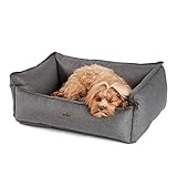 JAMAXX® Luxus Hundekörbchen orthopädisches Hundebett Memory Foam für kleine Hunde,Waschbar, Flauschige HundeCouch Hundekorb Rand extra-hoch, Füllung Visco elastisch Hundesofa PDB2018 (S) 70x50 grau