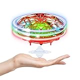 Kizplays UFO Mini Drohne, Handgesteuerte Flugdrohne, LED-Lichtern Infrarot-Induktion Handgesteuertes,Wiederaufladbares Flugspielzeug für Kinder(rot)