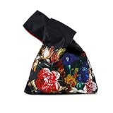 Tragbare Geldbörse, Knoten-Handtasche, Handgelenktasche, wasserdicht, modische Kunst, japanisches Kimono-Muster, Handtasche, Knoten-Tasche, Geldbörse, tragbare Geldbörse für Damen (Pfingstrose)