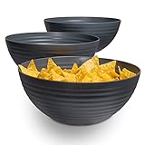 Hausfelder Schüssel 3er Set 3,35 Liter | Obstschalen Servierschalen Salatschüssel | bruchsicher, spülmaschinenfest, BPA-frei | Salatschüssel Kunststoff (3 x 3,35 L, Anthrazit Schwarz)