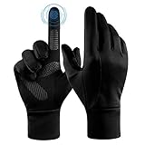 Handschuhe Herren Damen Sporthandschuhe Thermo Touchscreen Fahrrad Männer Jogging Fahrradhandschuhe Unterziehhandschuhe Winter (Schwarz X-groß)