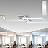 B.K.Licht - Deckenleuchte LED, Deckenlampe LED - Lampe Wohnzimmer, Dimmbar, Schwenkbar, Fernbedienung, Multifunktional, 40 Watt, 977x220x80mm (LxBxH)