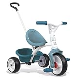 Smoby - Be Move blau - Kinderdreirad mit Schubstange, Sitz mit Sicherheitsgurt, Metallrahmen, Pedal-Freilauf, für Kinder ab 15 Monaten