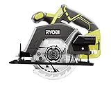 RYOBI 18 V ONE+ Akku-Handkreissäge R18CSP-0 (Sägeblatt-Ø 150 mm, Schnitttiefe 90°/45° 45/32 mm, werkzeuglose Tiefeneinstellung, inkl. Sägeblatt, Parallelanschlag, o, Akku & Ladegerät im Karton)