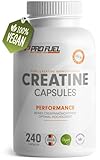 Creatin Kapseln 240x mit 911mg Creatin-Monohydrat - hochwertige Creatine Kapseln mit 3200 mg Kreatin pro Tag - effektiv hochdosiert für Fitness & Kraftsport - 100% vegan - ProFuel