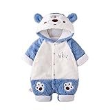 Cawndilla Baby Fleece Schneeanzug Strampler Mit Kapuze, Kleinkind Karikatur Jumpsuit Flanell Warm 9-12 Monate