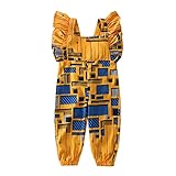 Youyu77 Rückenfreier Stil Säuglingskleinkindoverall Traditioneller 6M-4Y Strampler Ankara Fly Sleeve Mädchen Mädchen Strampler & Overall Hoodie (Yellow, 18-24 Months)