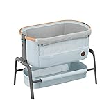 Maxi-Cosi Iora Beistellbett, hochwertiges, höhenverstellbares Babybett, nutzbar ab der Geburt bis max. 9 kg, Inkl. Matratze und Tasche, kompakt faltbar, passt neben fast jedes Bett, essential grey