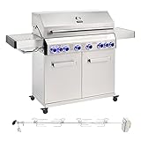 TAINO Platinum 6+2 Gasgrill Set mit Drehspieß Edelstahl 6 Brenner Keramik Sear-Burner Power-Zone Seitenbrenner Rotisserie-Set