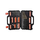 Black+Decker Bohrer- und Schrauberbit-Set (109-teiliges, Metall-, Holz- und Steinbohrer, Stecknüsse, Bits, Senker) A7200, 31.5 x 22