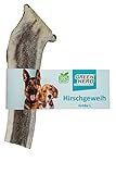 GreenHero Hirschgeweih Kausnack Größe L - 14 cm natürlicher und nachhaltiger Kauknochen aus Hirsch-Geweih für Hunde langlebig zur Unterstützung von Kiefer und Zähnen hypoallergener Hirsch Geweih