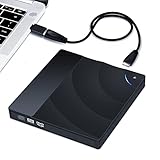 Fichaiy Externes DVD/CD Laufwerk, Tragbar DVD/CD Brenner Extern with USB 3.0&Type-C, Super Plug and Play Externes CD Laufwerk für Laptop, Desktop, Mac, iOS, Windows10/8/7/XP/Linux