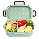 1000ml Bento Box, Auslaufsichere Brotdose Kinder und Erwachsene, ,Lunchbox mit Fächern，Auslaufsichere Brotzeitbox (Grün)