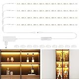 WOBANE Vitrinenbeleuchtung LED,4*50cm LED Glasbodenbeleuchtung mit Schalter,Superhell LED Bücherregal Beleuchtung,12V LED Lichtleiste für Regale,Kleiderschrank,Sammelvitrine,Schrank,2700K Warmweiß