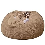 Pealihuy Sitzsäcke Für Kinder (ohne Füllmaterial), Flauschiges, Riesiges, Faules Sofa, Waschbarer, Ultraweicher Sitzsackbezug Für Schlafsäle Und Wohnzimmer, Khaki,6 FT