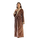 Jolog Nachtwäsche Damen Kleid Damen Weicher Gemütlicher Bademantel Flauschiger Fleece Winter Warm Damen Bademantel, Kaffee [Damen]-M