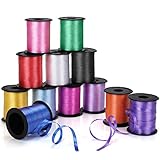 BELLE VOUS Geschenkband Set (12 STK) - L18 m x B5 mm - Ringelband Geschenkband für Luftballons, Geschenke, Floristen, Hochzeits- & Partydekoration, Kunsthandwerk, Polyband Maibaum & Weihnachten