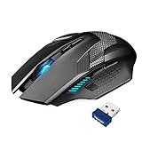 TECKNET Kabellose Gaming Maus, Raptor 2.4G Spieletauglichen Wireless Gamer Maus 8 Tasten, 4800 DPI, 20 Millionen lebenslangen Klicks Professionelle Optische Computer Wireless Mouse mit Nano Receiver