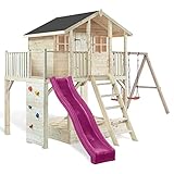 Stelzenhaus Tobi 810 Natur - extra stabil und extra hoch - das Spielhaus mit Dachpappe, Podesthöhe 150 cm, Kletterwand, Sandkasten.