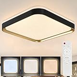 ZMH LED Deckenleuchte dimmbar Deckenlampe Wohnzimmer - 30cm Schlafzimmerlampe Decke mit Fernbedienung 32W eckig Wohnzimmerlampe Modern Sternenhimmel Flurlampe Schwarz Gold für Schlafzimmer Büro Küche