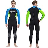 Herren Neoprenanzug - 3mm Neopren Ganzkörper Lange Ärmel Tauchanzug UV-Schutz Rücken-Reißverschluss Badeanzug zum Tauchen Surfen Schnorcheln Wassersport