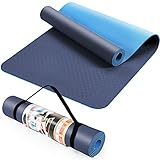 ACTIVE FOREVER Yogamatte, Hochwertige TPE-Yogamatte, Fitness-sporttrainingsmatte, Yogamatte mit Riemen, Rutschfest, Ungiftig, Geeignet für Yoga-Anfänger, Fitness, Pilates Und Turner (Doppelblau)