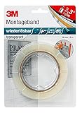 3M Wiederlösbares Montageband, doppelseitiges Klebeband für Innen- und Außenanwendungen, 19 mm x 5 m x 0,8 mm, transparent (1er Pack)