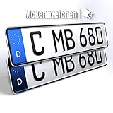 Kennzeichen McKennzeichen 2 EU KFZ Nummernschild DIN Zertifiziert Verschiedene Größen/Individuelle Prägung - für alle in Deutschland zugelassenen PKW, LKW, Busse und Anhänger (Standard)