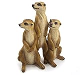 Bambelaa! 3er Set Erdmännchen Familie Figur Garten Deko Gartenfigur Groß Für Außen Zum Stellen (ca.15,5 x 7,5 x 20,5 cm)