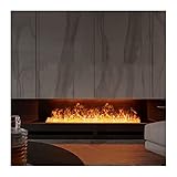 KIZQYN Home Interior Eingebetteter elektrischer Kamin Kamin mit echtem Flammeneffekt mit Fernbedienung, Metallverkleidung, Sicherheitsschutz beim Ausschalten, Schwarz (Size : L 100cm)