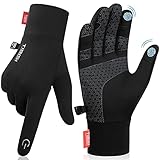 Handschuhe Herren Damen Winter Warme Fahrradhandschuhe Winterhandschuhe Fahrrad Handschuhe Sporthandschuhe Laufhandschuhe Touchscreen Winddichte rutschfest Elastisch, TM02-Schwarz S