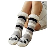 GZYshoyao Damen Kuschelsocken Rutsch Stoppersocken Warme Dicke Wintersocken Geschenk Weihnachtssocken für Zuhaus 36-38 (Grey, One Size)