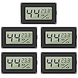 5-Pack LCD Digital Hygrometer Thermometer, Mini Digital Temperaturmesser Feuchtigkeitsmesser für Gewächshaus/Autos/Zuhause/Büro (Schwarz)