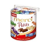 merci Petits Chocolate Collection – 1 x 1000g – Mix aus nicht gefüllten und gefüllten Schokoladen-Spezialitäten in praktischer Runddose